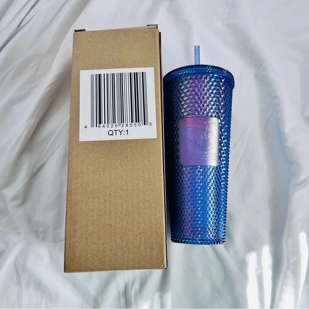 NEW IN BOX Disney Parks Starbucks 50th Anniversary Blue Studded Tumbler
